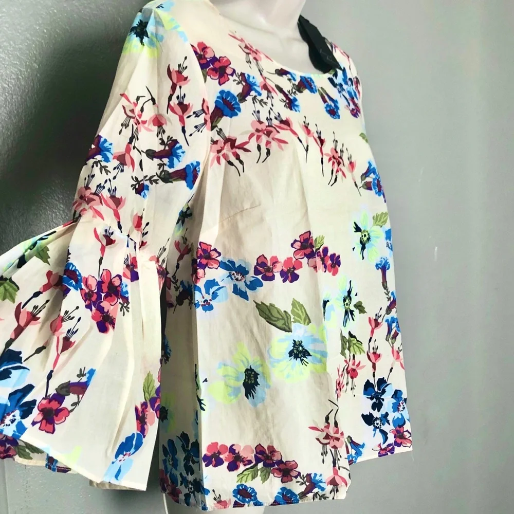 Floral Cream Yellow Bell Sleeve Top - Picture 1 of 9